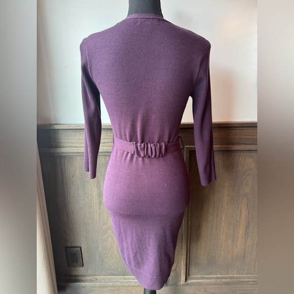 New York & Company purple button front belted sweater dress EUC XS - Picture 4 of 7
